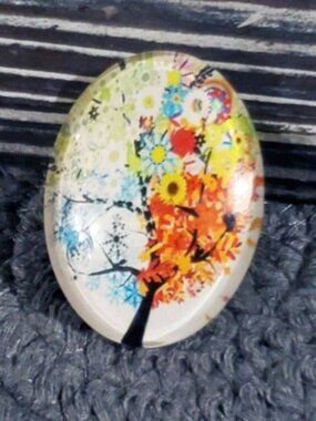 Tree of Life 40x30mm Large Oval Tempered Glass Cabochon 6939-F